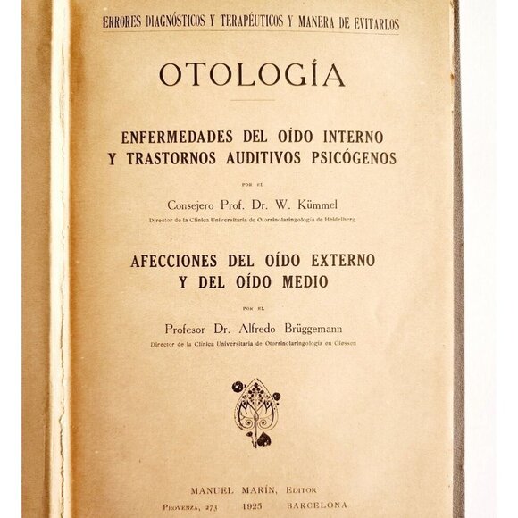 Diagnostic Errors Ear Otology 1925 1st Edition Spain Import Medical Book E40 - Picture 4 of 6
